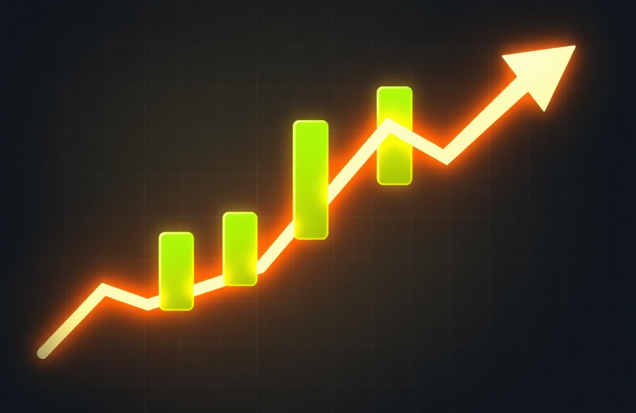 Stylized stock chart showing CXAI breakout from 0.18 to a 1.00 price target with rising green candlesticks
