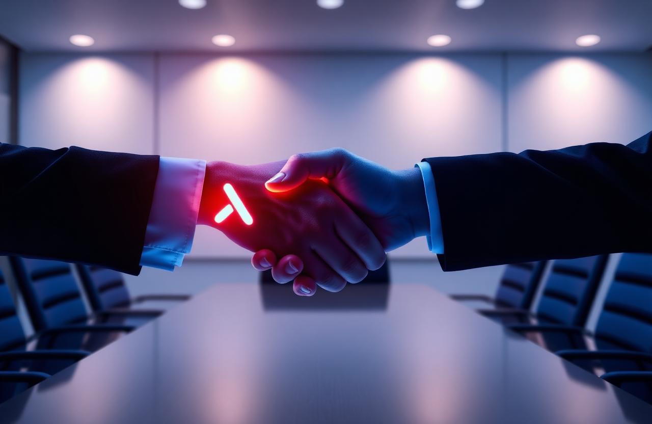 Conceptual image of a corporate handshake symbolizing CXApp's acquisition of EngineRoom and tripled revenue run-rate